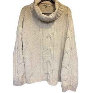 Seven 7 For All Mankind Chunky Soft Cable Knit Cream Sweater Women's Size XL